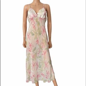 Vintage Sophia by Delicates Floral Long Slip Dress | 90s Romantic Maxi
